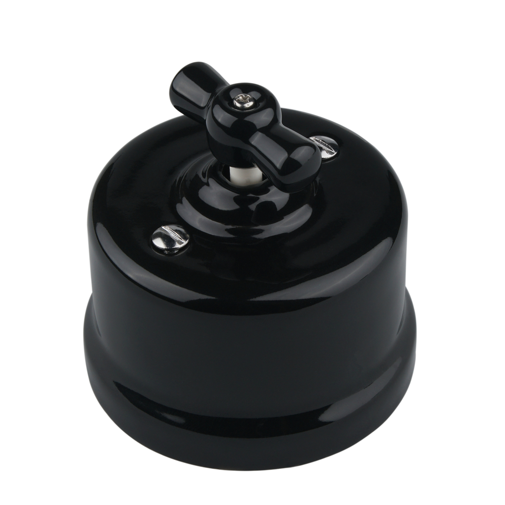 FND OPBOUW DRAAI-SERIESCHAKELAAR PORSELEIN ZWART