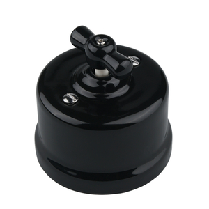 FND OPBOUW DRAAI-WISSELSCHAKELAAR PORSELEIN ZWART