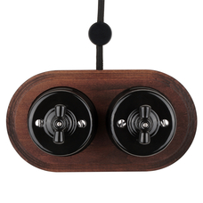 FND OPBOUW DRAAI-WISSELSCHAKELAAR PORSELEIN ZWART