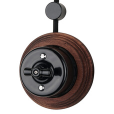 FND OPBOUW DRAAI-WISSELSCHAKELAAR PORSELEIN ZWART