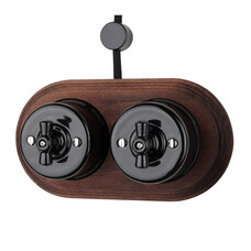 FND OPBOUW DRAAI-WISSELSCHAKELAAR PORSELEIN ZWART