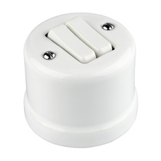 FND OPBOUW WISSEL/WISSELSCHAKELAAR PORSELEIN WIT