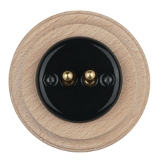 FND DUBBELE WISSELSCHAKELAAR PORSELEIN ZWART TYPE 2