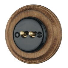 FND DUBBELE WISSELSCHAKELAAR PORSELEIN ZWART TYPE 2