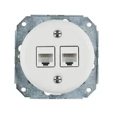FND 2XRJ45 CAT6 WANDCONTACTDOOS PORSELEIN WIT